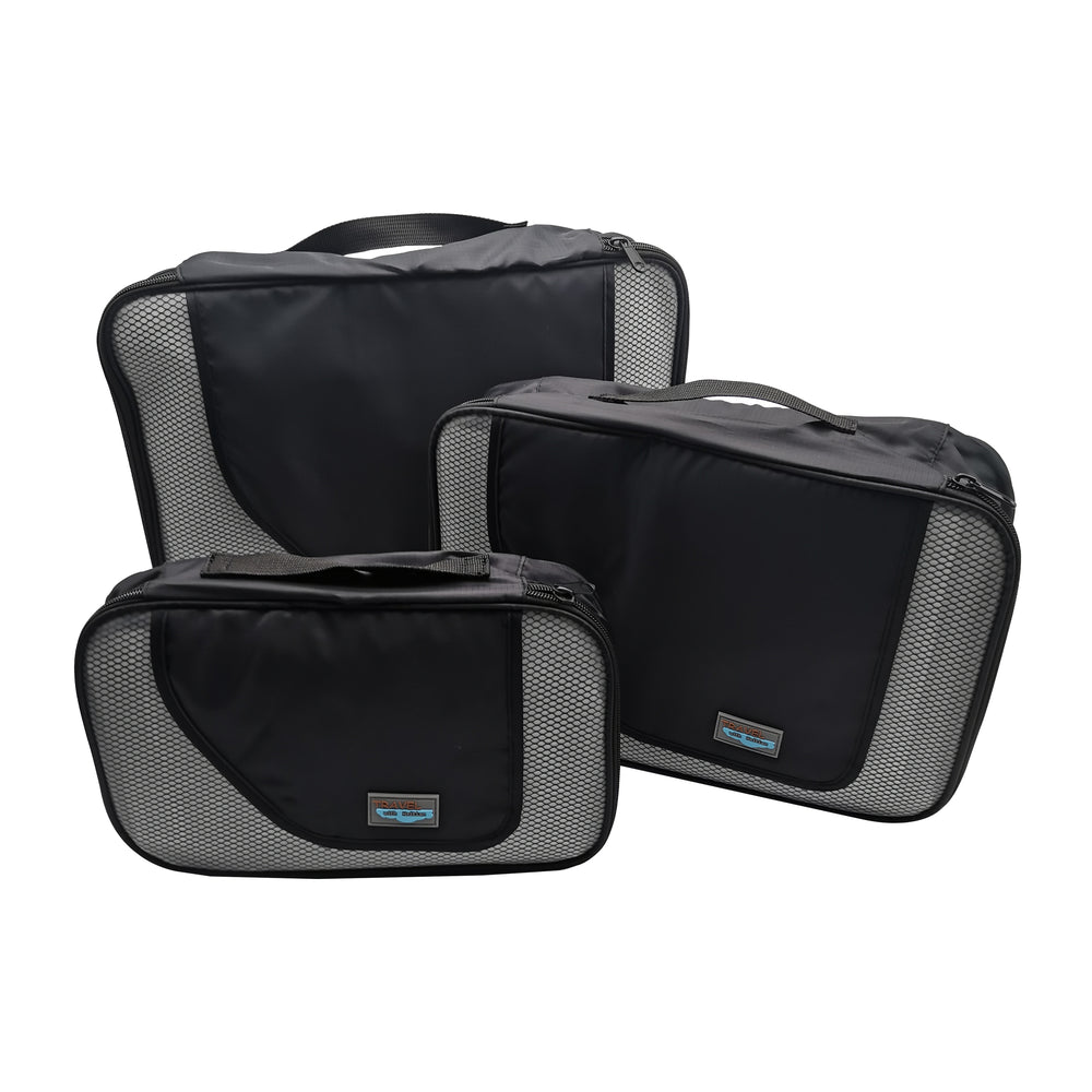 HAITIAN Travel Organizer Cubes Set, Durable Lightweight Luggage organizer Packing bags - 3 Piece,Black