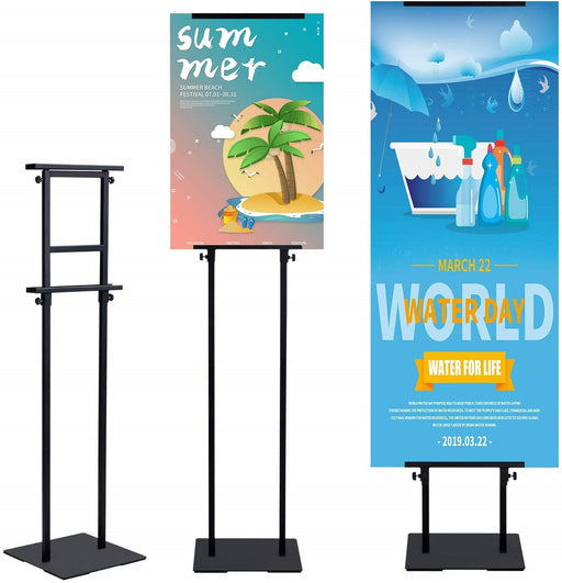 Heavy Duty Banner Stand with Non-Slip Mat Base, Adjustable Pedestal Poster Stand Up to 78 inch, Double Side Banner Holder for Multiple Display