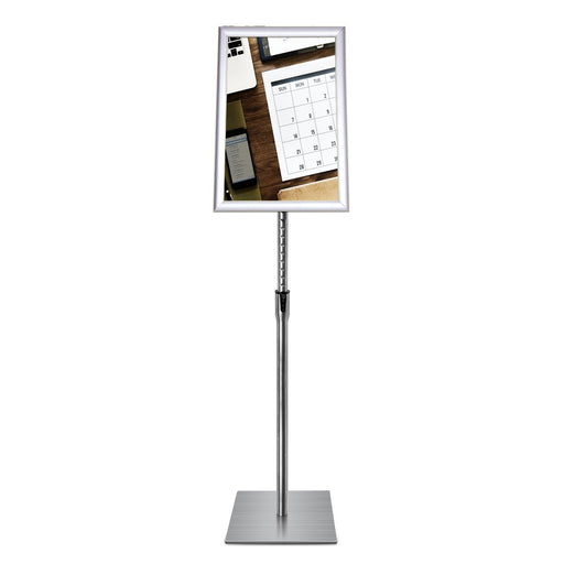 Sign Stand Fits for 11x17 Inches Poster, Heavy Square Metal Base, Color Silver