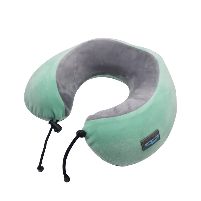 HAITIAN Travel Pillow Memory Foam Neck Pillow for Airplanes & Train Traveling,with Portable Packing Bag,Earplugs,3D Sleep Mask - Mint