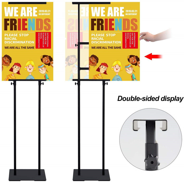 Heavy Duty Banner Stand with Non-Slip Mat Base, Adjustable Pedestal Poster Stand Up to 78 inch, Double Side Banner Holder for Multiple Display