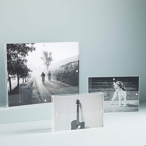 Acrylic Frames 4x6 with Magnets，Double Sided Frameless Magnetic Picture Frames for Desktop