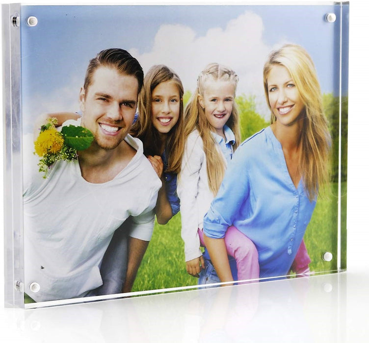 Acrylic Frames 4x6 with Magnets，Double Sided Frameless Magnetic Picture Frames for Desktop