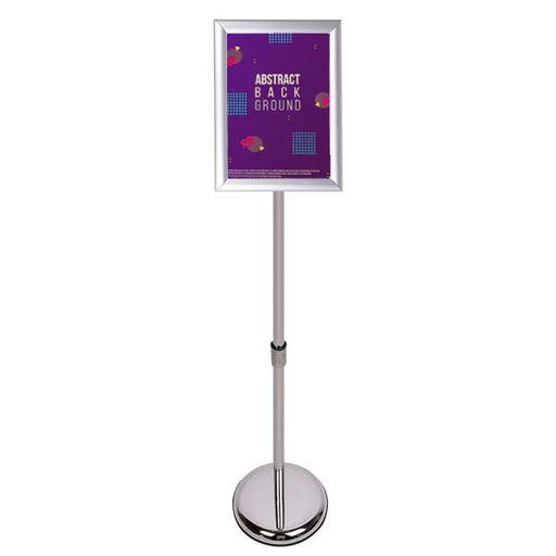 Sign Stand Fits for 8.5x11 Inches Poster, Round Metal Base, Color Silver