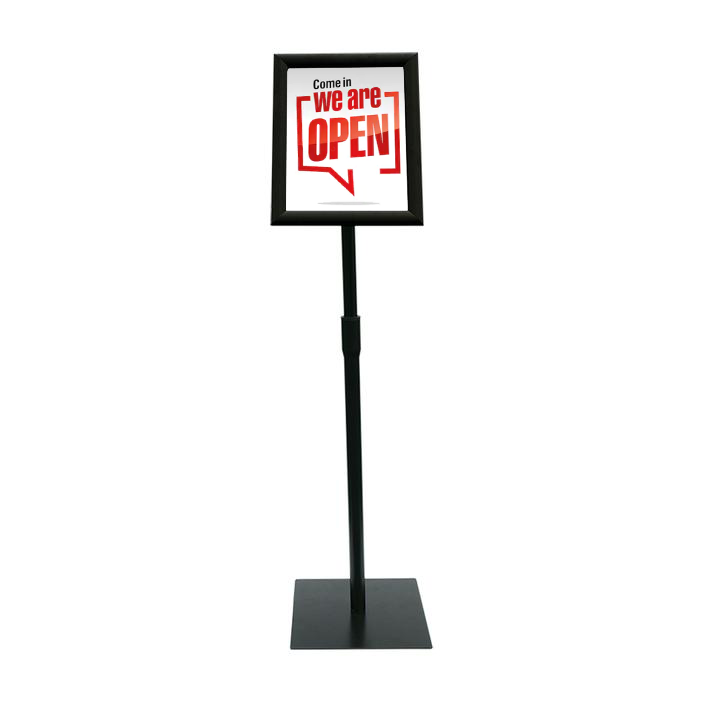 Sign Stand Fits for 8.5x11 Inches Poster, Heavy Square Metal Base, Color Black