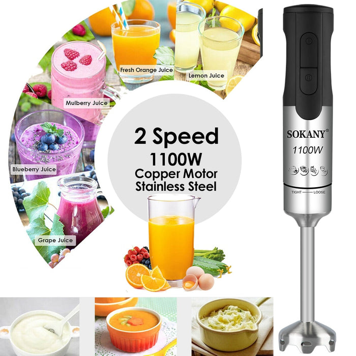 1100W Portable 2 Speed Stainless Steel Electric Blender Fruit Vegetable Nut Juice Smoothie Baby Food Mixer Kitchen Hand Blenders
