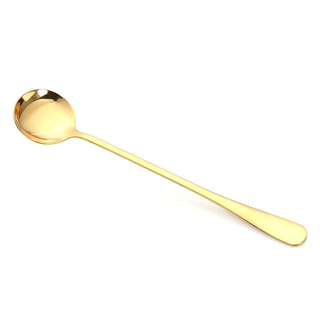 2020 New Vacuum Plating Stainless Steel Coffee Spoon Long Handle Tea Spoons Kitchen Hot Drinking Flatware Drop Shipping