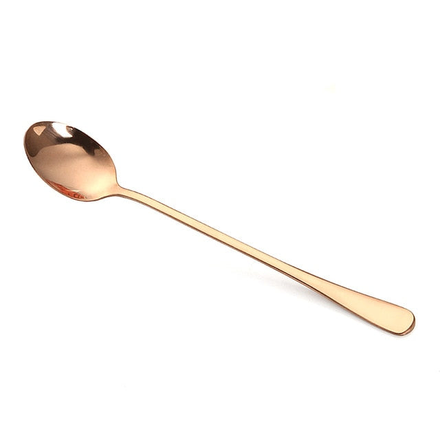 2020 New Vacuum Plating Stainless Steel Coffee Spoon Long Handle Tea Spoons Kitchen Hot Drinking Flatware Drop Shipping