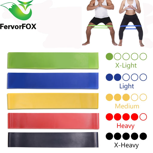 5 colores RESISTENCIA DE LA Yoga de bandas de goma interior al aire libre de equipos de Fitness de 0,35mm-1,1mm de Pilates entrenamiento deportivo elástico de entrenamiento bandas