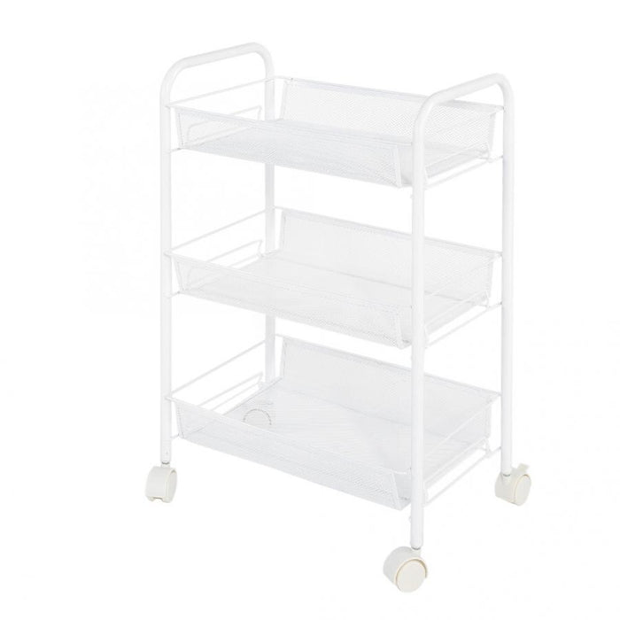 Removable 3 Tiers Metal Rolling Wheel Storage Rack Trolley Cart for Hair Salons Storage Trolley